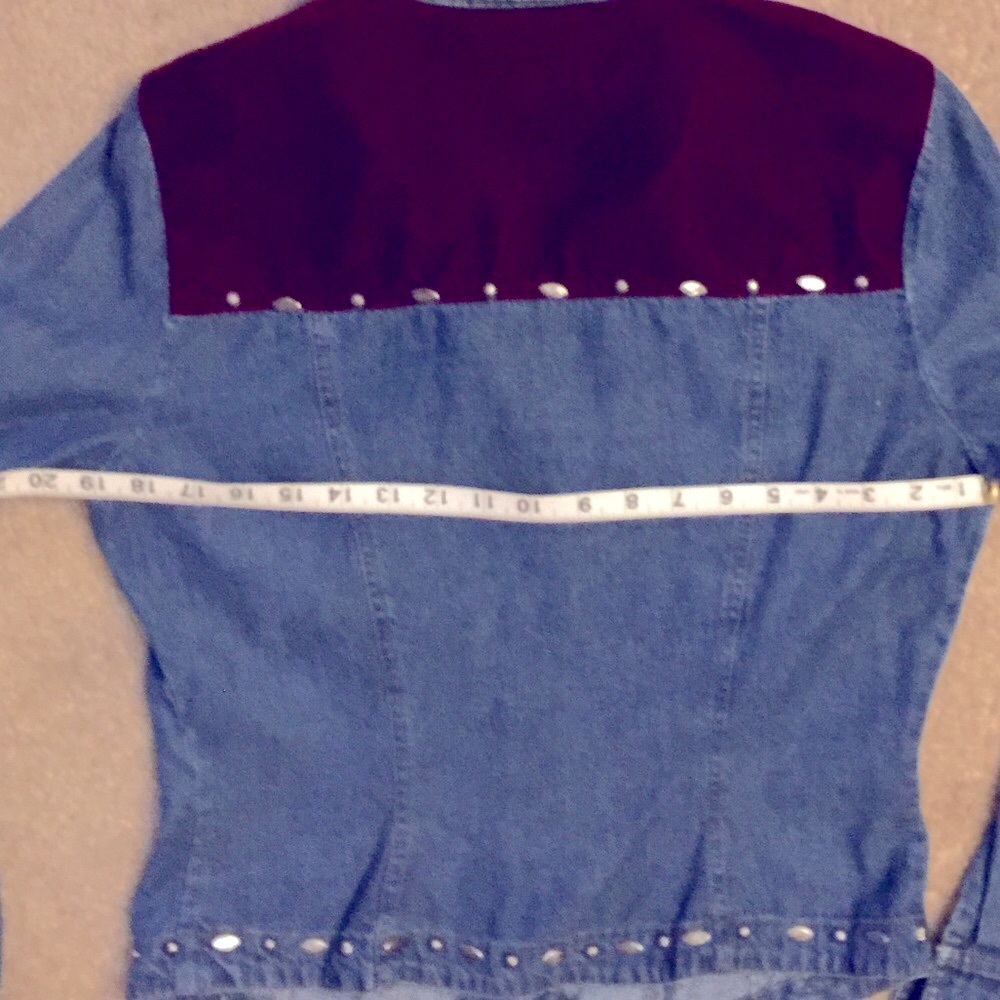 Vintage ROPA Western style Denim & velour top - Picture 6 of 8